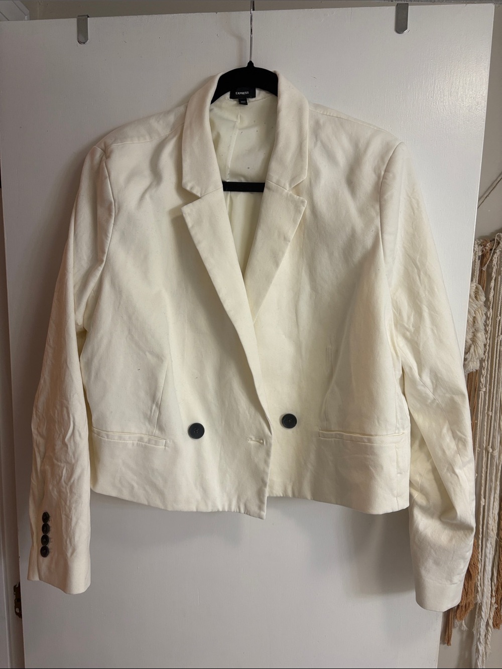 Express casual Double-Breasted Off White Women's Blazer Jacket XL